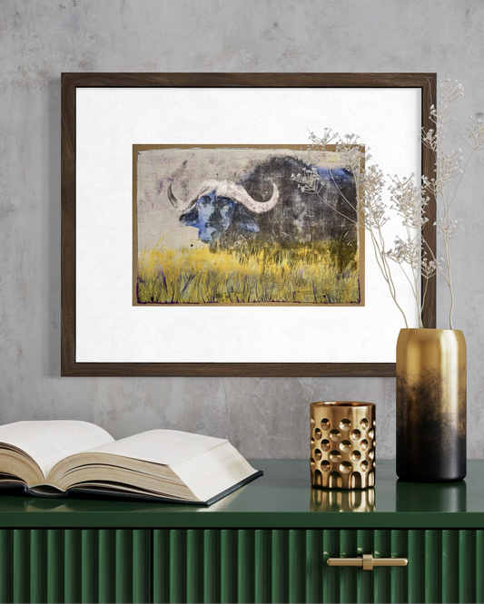 Buffalo - Original Mixed Media Monotype