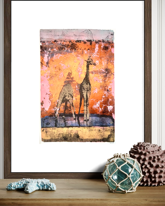 Kameelperd - Original Mixed Media Monotype