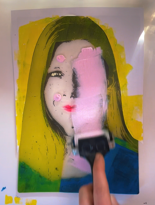 Personalized Monotype Gelli Print Portrait – Original A4 Artwork From Photo