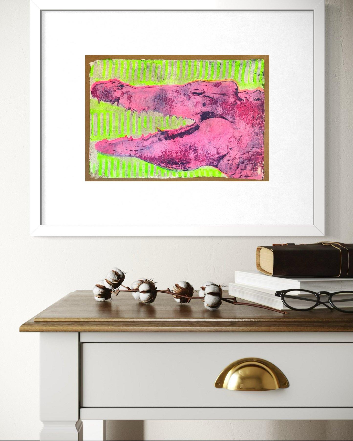 Schnappi - Original Mixed Media Monotype