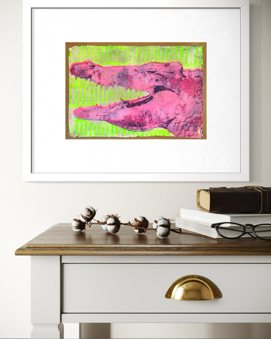 Schnappi - Original Mixed Media Monotype