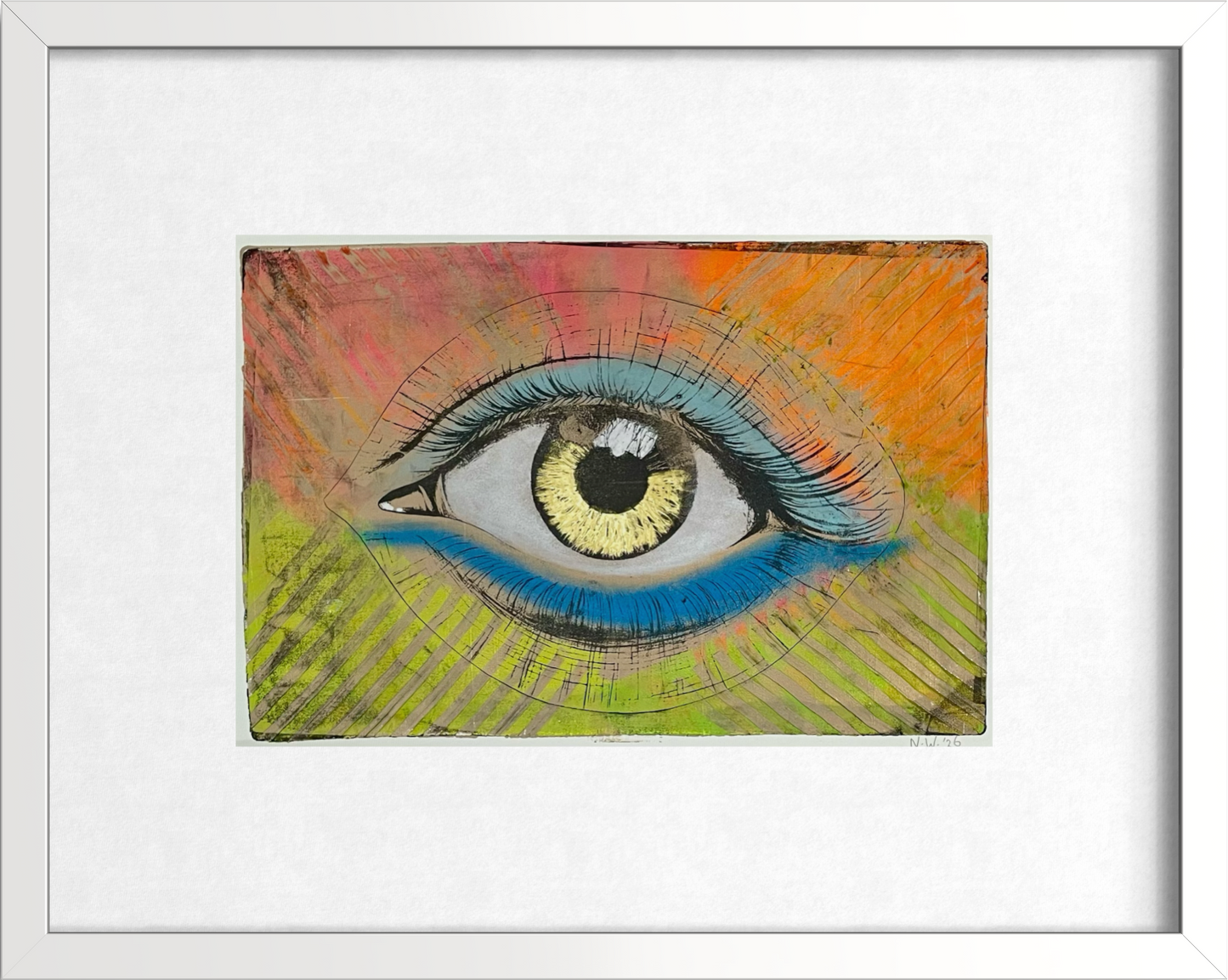 Golden Eye - Original Mixed Media Monotype