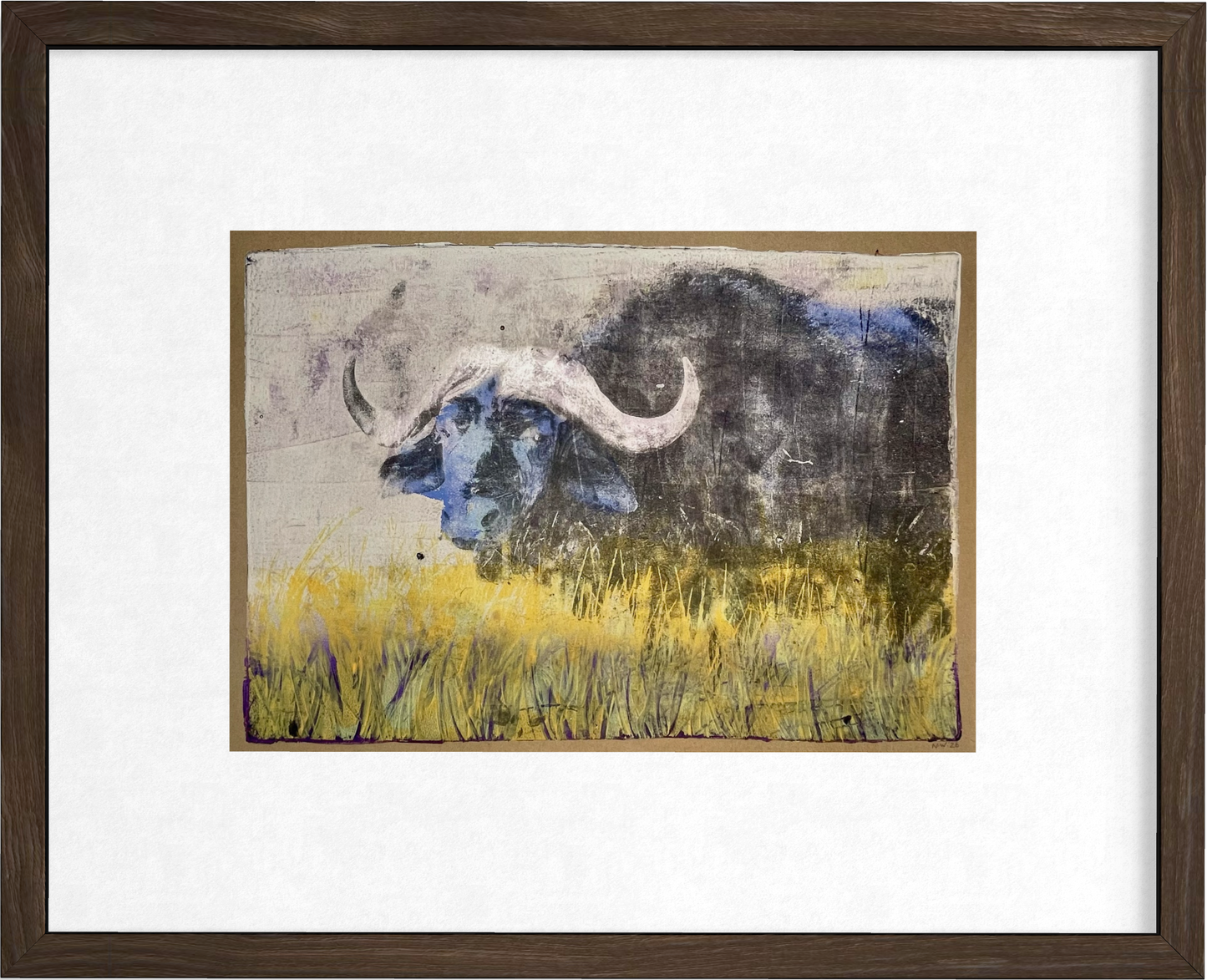 Buffalo - Original Mixed Media Monotype