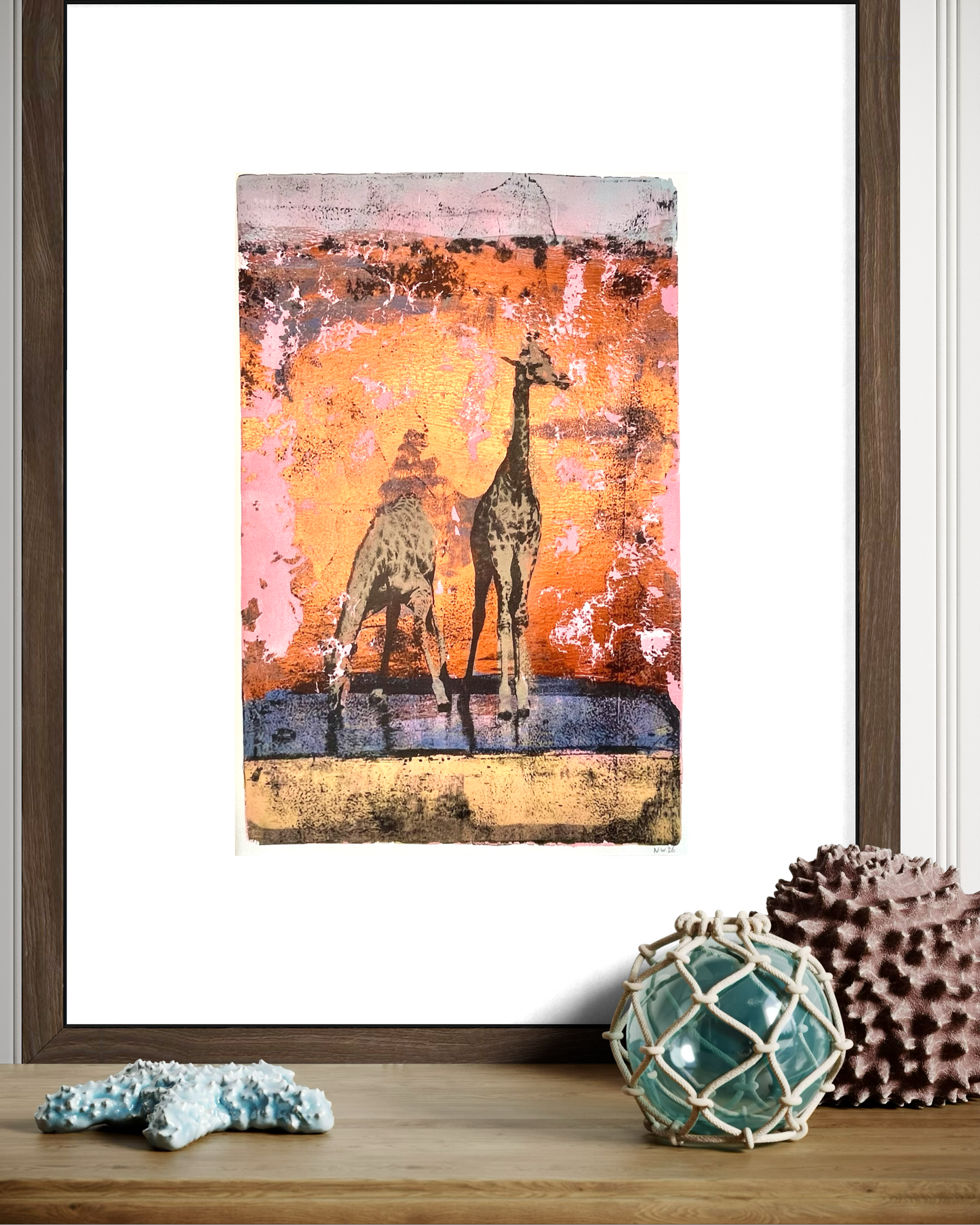Kameelperd - Original Mixed Media Monotype