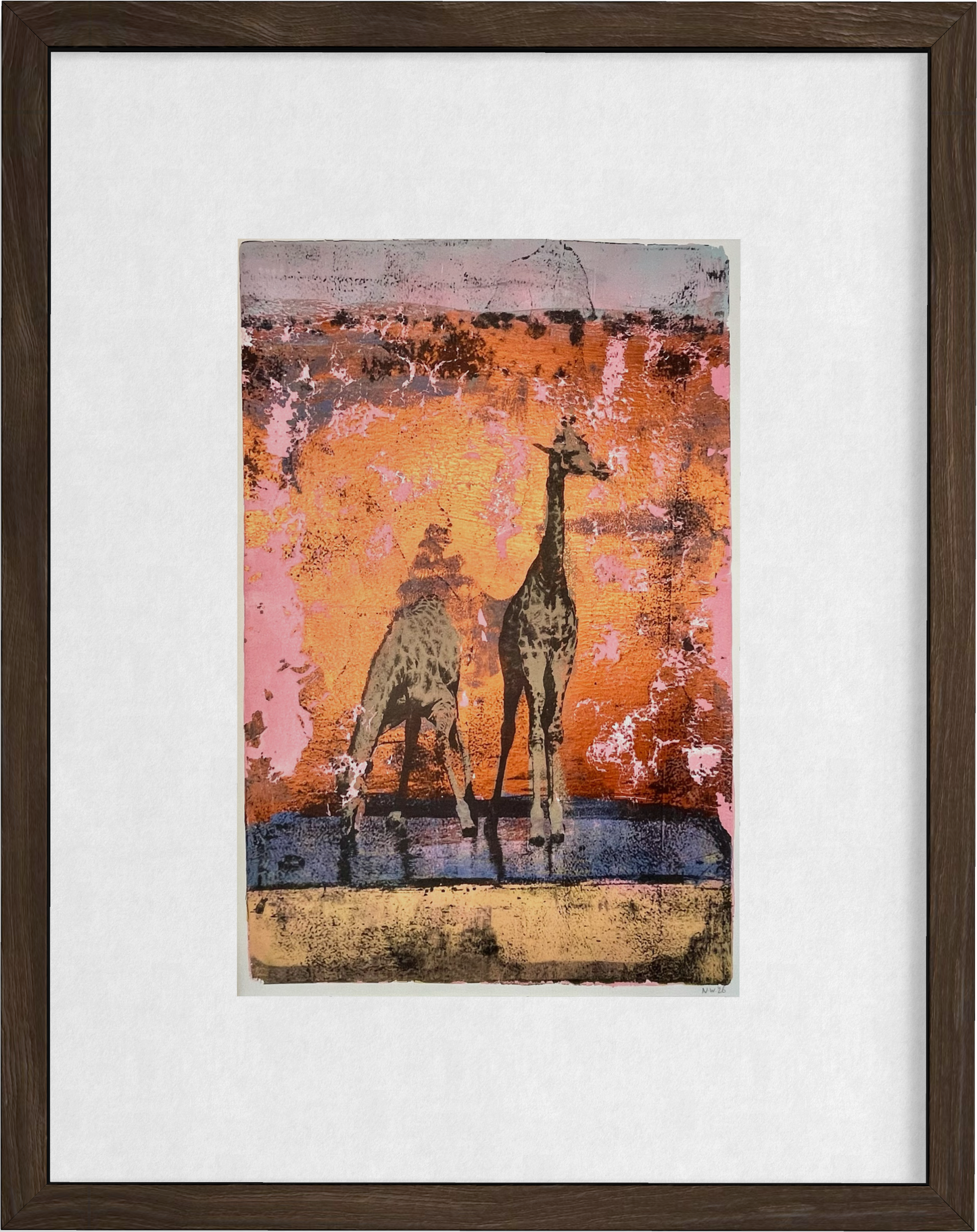 Kameelperd - Original Mixed Media Monotype