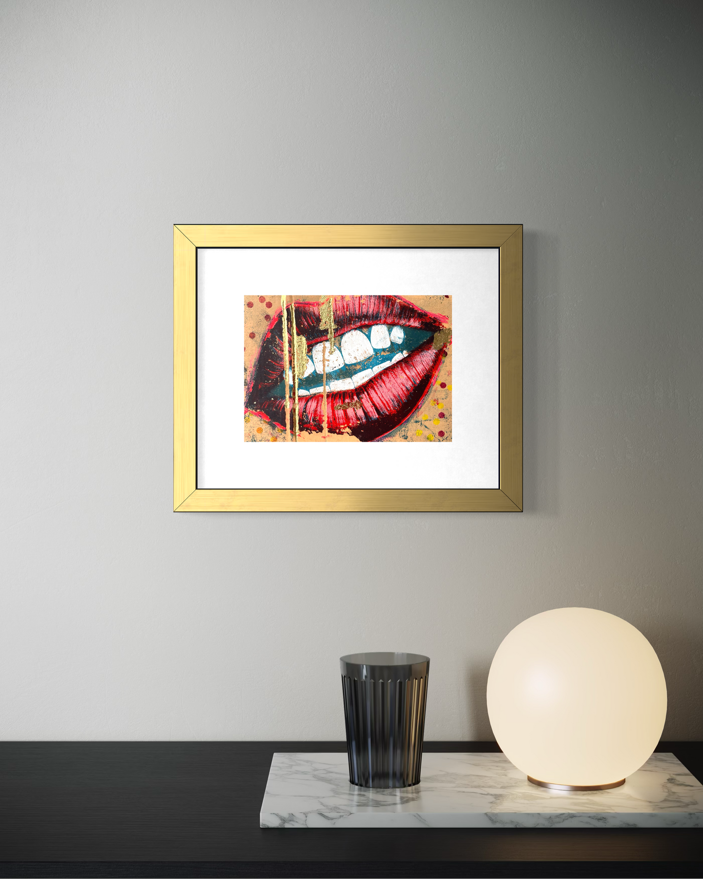 LIPS 1.0 - Original Mixed Media Monotype