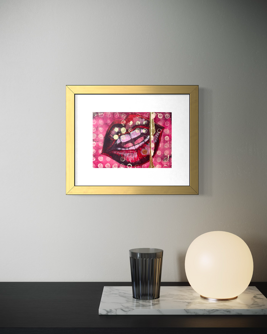 LIPS 2.0 - Original Mixed Media Monotype