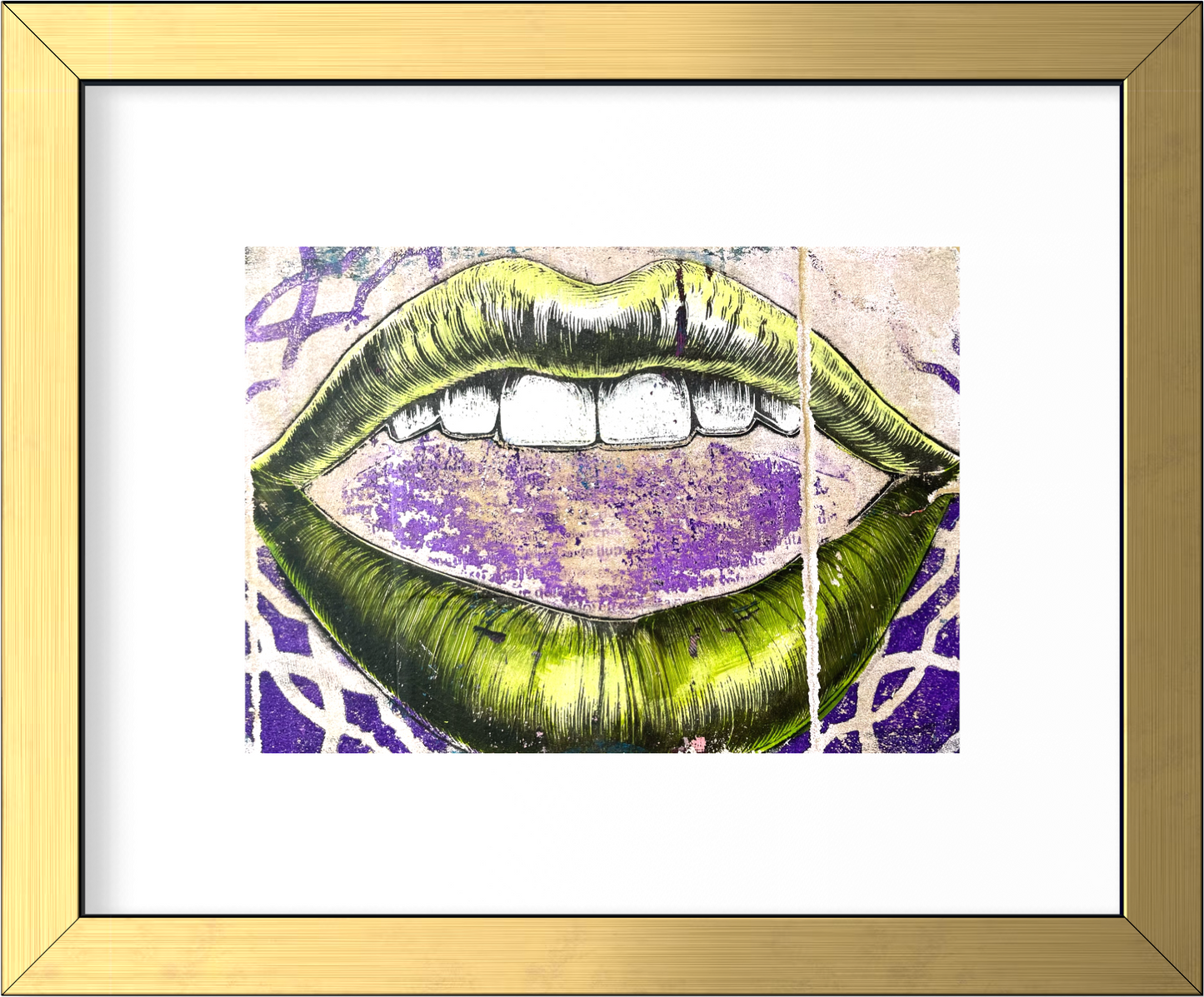 LIPS 4.0 - Original Mixed Media Monotype