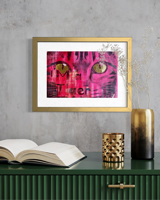 I'm a Tiger - Original Mixed Media Monotype