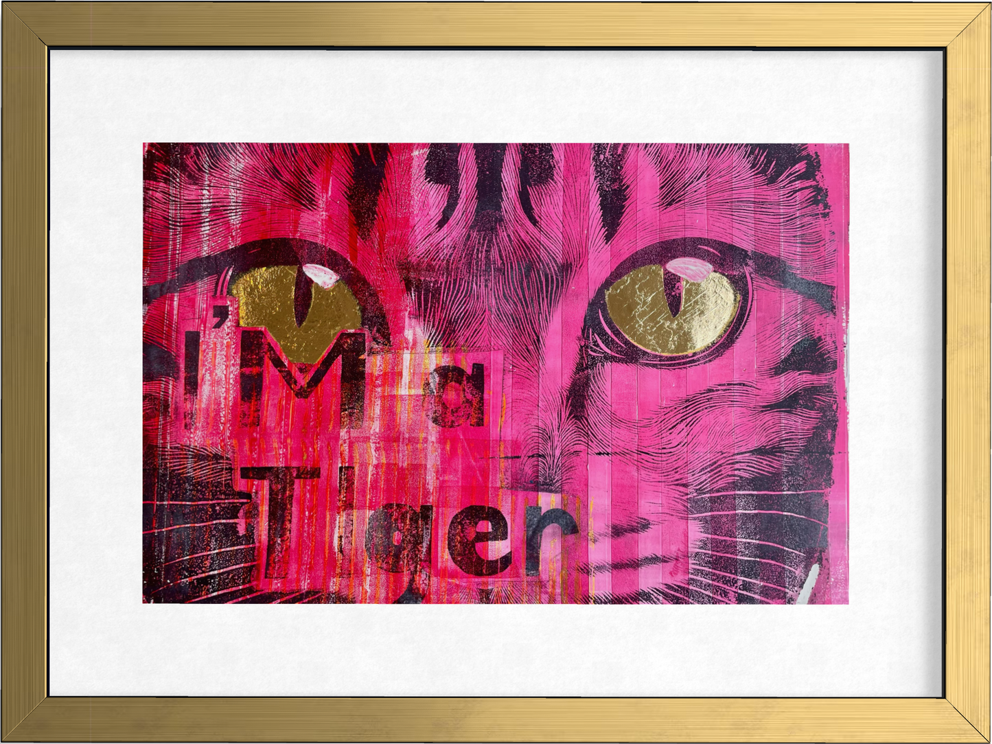 I'm a Tiger - Original Mixed Media Monotype
